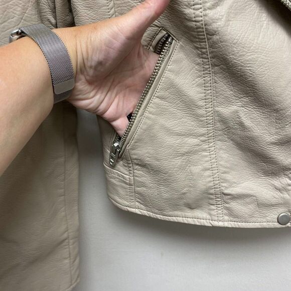 BLANKNYC Womens Fawn Beige Faux Leather Life Changer Moto Jacket‎ S $98 New* - Picture 5 of 14